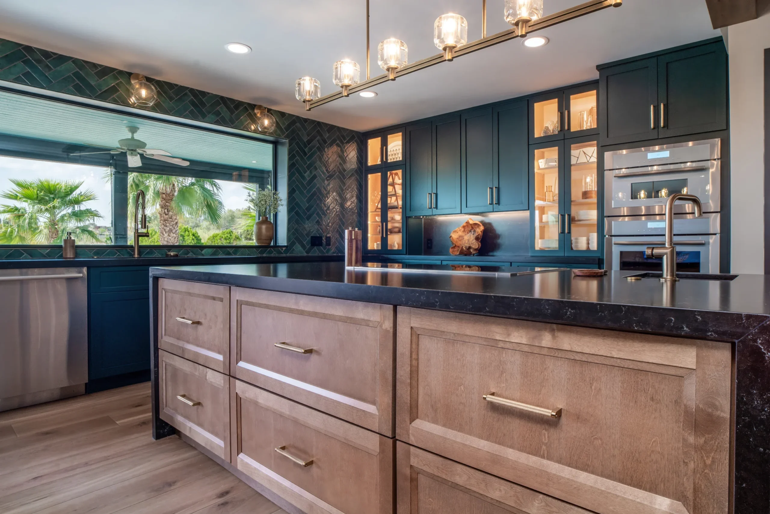 deep green double island kitchen island cabinets