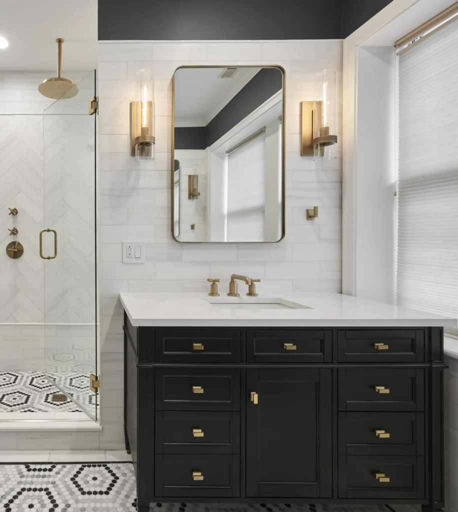 timeless double vanity bath full room